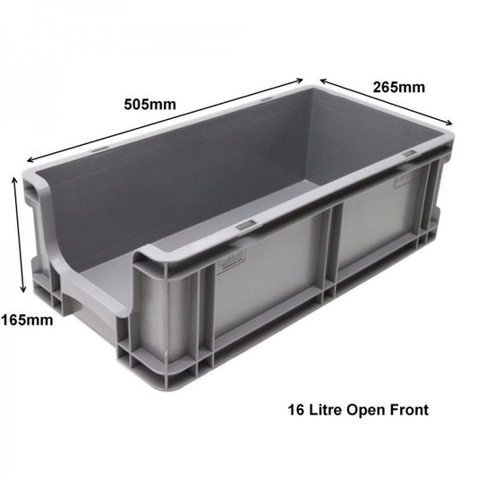 16 Litre Euro Box Open Front - 505mm x 265mm x 165mm - SPK15AV