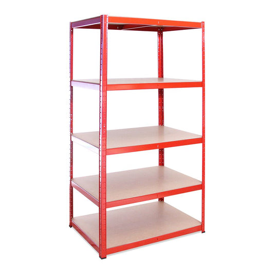 180 x 90 x 60cm 5 Tier Heavy Duty Boltless Shelving Unit in Red
