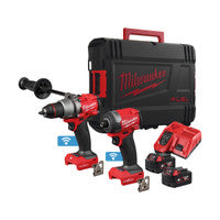 Pacáiste Dúbailte Druileálaí Tionchair Aon-Eochair Milwaukee M18 ONEPP2A3-502X 18V & Druil Chomhcheangailte le 2 chadhnraí 5.0Ah