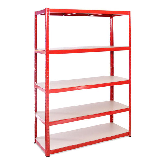180 x 120 x 45cm 5 Tier Heavy Duty Boltless Shelving Unit in Red