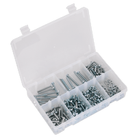 Sealey AB049SNW Setscrew, Nut & Washer Assortment 444pc High Tensile M5 Metric