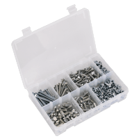 Sealey AB050SNW Setscrew, Nut & Washer Assortment 408pc High Tensile M6 Metric