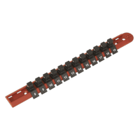Sealey AK3812 Socket Retaining Rail with 12 Clips 3/8"Sq Drive