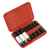 Sealey AK5615M Impact Socket & Wheel Nut Remover Set 15pc 1/2"Sq Drive