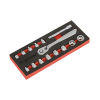 Sealey AK5783 Low Profile Socket Set 15pc 1/4"Sq Drive Metric