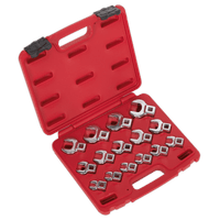 Sealey AK59891 Crow's Foot Open End Spanner Set 15pc 3/8"Sq Drive Metric