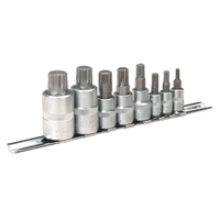 Sealey AK6214 Spline Socket Bit Set 8pc 1/4", 3/8" & 1/2"Sq Drive