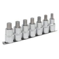 Sealey AK6234 Ribe Socket Bit Set 7pc 1/2"Sq Drive 55mm