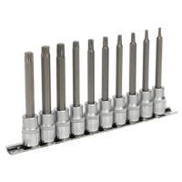 Sealey AK6236 TRX-Star* Socket Bit Set 10pc 3/8"Sq Drive 100mm