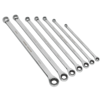 Sealey AK6319 Double Ring Ratchet/Fixed Spanner Set 7pc Extra-Long Metric