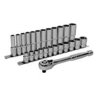 Sealey AK66722 Ratchet Wrench & Socket Rail Set 25pc 3/8"Sq Drive