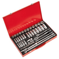 Sealey AK6942 Socket Set 50pc 3/8" & 1/2"Sq Drive 6pt WallDrive® - Metric