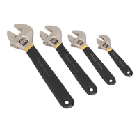 Sealey AK9935 Adjustable Wrench Set 4pc Ni-Fe Finish
