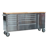 Sealey AP7210SS Mobile Stainless Steel Tool Cabinet 10 Drawer & Cupboard