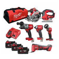 Milwaukee M18KIT5 18V Cordless 6 Piece Kit with 3x 5.0Ah Batteries