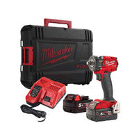 Milwaukee M18FIW2F12-502X 18V 1/2" Impact Wrench With Friction Ring with 2x 5.0Ah Batteries