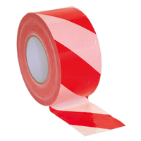 Sealey BTRW Hazard Warning Barrier Tape 80mm x 100m Red/White Non-Adhesive