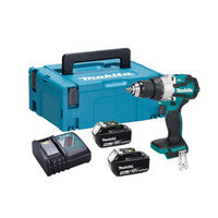 Druil Chomhcheangailte Gan Scuab Makita DHP489RTJ 18V LXT le 2 chadhnraí 5.0Ah