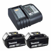 Makita DC18SD 14.4-18V Charger with 2 x 5.0Ah Batteries