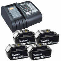 Makita DC18SD 14.4-18V Charger with 4 x 5.0Ah Batteries