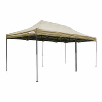 Dellonda DG138 Premium 3x6m Pop-Up Gazebo, Heavy Duty, PVC Coated, Water Resistant Fabric Supplied with Carry Bag, Rope, Stakes & Weight Bags - Beige Canopy
