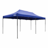 Dellonda DG139 Premium 3x6m Pop-Up Gazebo, Heavy Duty, PVC Coated, Water Resistant Fabric, Supplied with Carry Bag, Rope, Stakes & Weight Bags - Blue Canopy