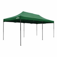 Dellonda DG140 Premium 3x6m Pop-Up Gazebo, Heavy Duty, PVC Coated, Water Resistant Fabric, Supplied with Carry Bag, Rope, Stakes & Weight Bags - Dark Green Canopy