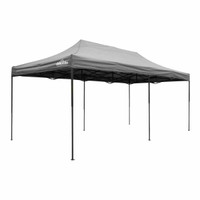 Dellonda DG141 Premium 3x6m Pop-Up Gazebo, Heavy Duty, PVC Coated, Water Resistant Fabric, Supplied with Carry Bag, Rope, Stakes & Weight Bags - Grey Canopy