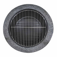 Dellonda DG189 Round MgO Fire Pit with BBQ Grill, 60cm, Safety Mesh Screen - Dark Grey