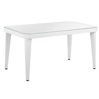 Dellonda DG210 Outdoor Dining Table Weather Resistant Body Glass 90x150cm