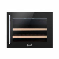 Baridi DH205 60cm Built-In 28 Bottle Wine Cooler with Beech Wood Shelves and Internal LED Light, Black