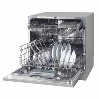 Baridi DH87 Compact Tabletop Dishwasher 8 Place Settings, 6 Programmes, Low Noise, 8L Cycle, Start Delay - Silver