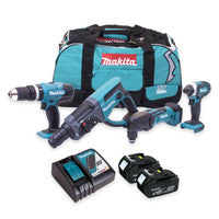 Makita DLX2025T44 18V 4 Piece Kit with 2x 5.0Ah Batteries