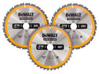 DeWalt DT1962 216 x 30mm 24T/40T TCT Circular Saw Blade (Pack of 3)