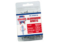 Faithfull FAIAR3M100 Aluminium Rivets 3.2mm x 10mm Medium Pre-Pack of 100