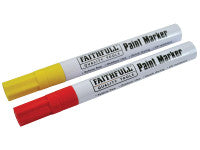 Faithfull FAIPMYELRED Paint Marker Pen Yellow & Red (Pack of 2)