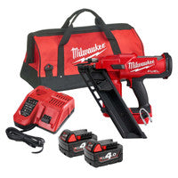 Milwaukee M18FFN-402X 18V Fuel First Fix Angled Nail Gun with 2x 4.0Ah Batteries