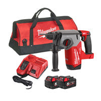 Druil Casúir Gan Scuab Milwaukee M18FH-502X 18V Breosla 4-Mód 26mm SDS Plus le 2x Ceallraí 5.0Ah