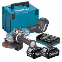 Meilteoir Uillinne Gan Scuab Makita GA041GD202 40V Max XGT 125mm le 2 chadhnraí 2.5Ah