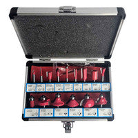 N-Durance NPRO 1/4" TCT Router Bit Set in Aluminium Case (15 Pieces)