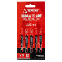 N-Durance T118B Jigsaw Blades for Metal 75mm x 1.0mm x 12 TPI (5 Pack)