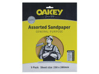 Oakey OAK58286 Glasspaper Sanding Sheets 230 x 280mm Assorted (5)