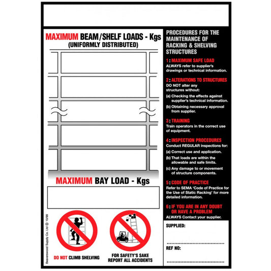 Pallet Racking & Shelving Loading Sign