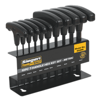 Sealey S0466 Tacar Eochracha Heicseagánacha 10pc Láimhseáil T - Méadrach