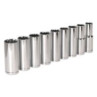 Sealey S0502 Socket Set 10pc 1/2"Sq Drive 6pt Deep WallDrive Metric