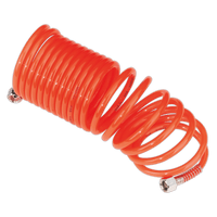 Sealey SA335 PE Coiled Air Hose 5m x 5mm with 1/4"BSP Unions