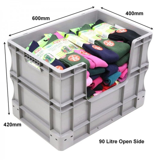 90 Litre Open Side Euro Box - 600mm x 400mm x 420mm - SPK4642AV