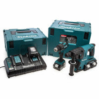 Makita DLX2137PTJ Cordless 18V Twin Kit with 4x 5.0Ah Batteries