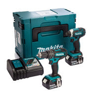 Pacáiste Dúbailte Druil Chomhcheangailte & Tiománaí Tionchair Makita DLX2131TJ 18V LXT le 2 chadhnraí 5.0Ah