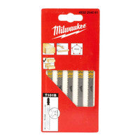 Milwaukee 4932254061 T101B Clean Cut Jigsaw Blades for Wood & Plastic 75mm x 2.5mm (5 Pack)